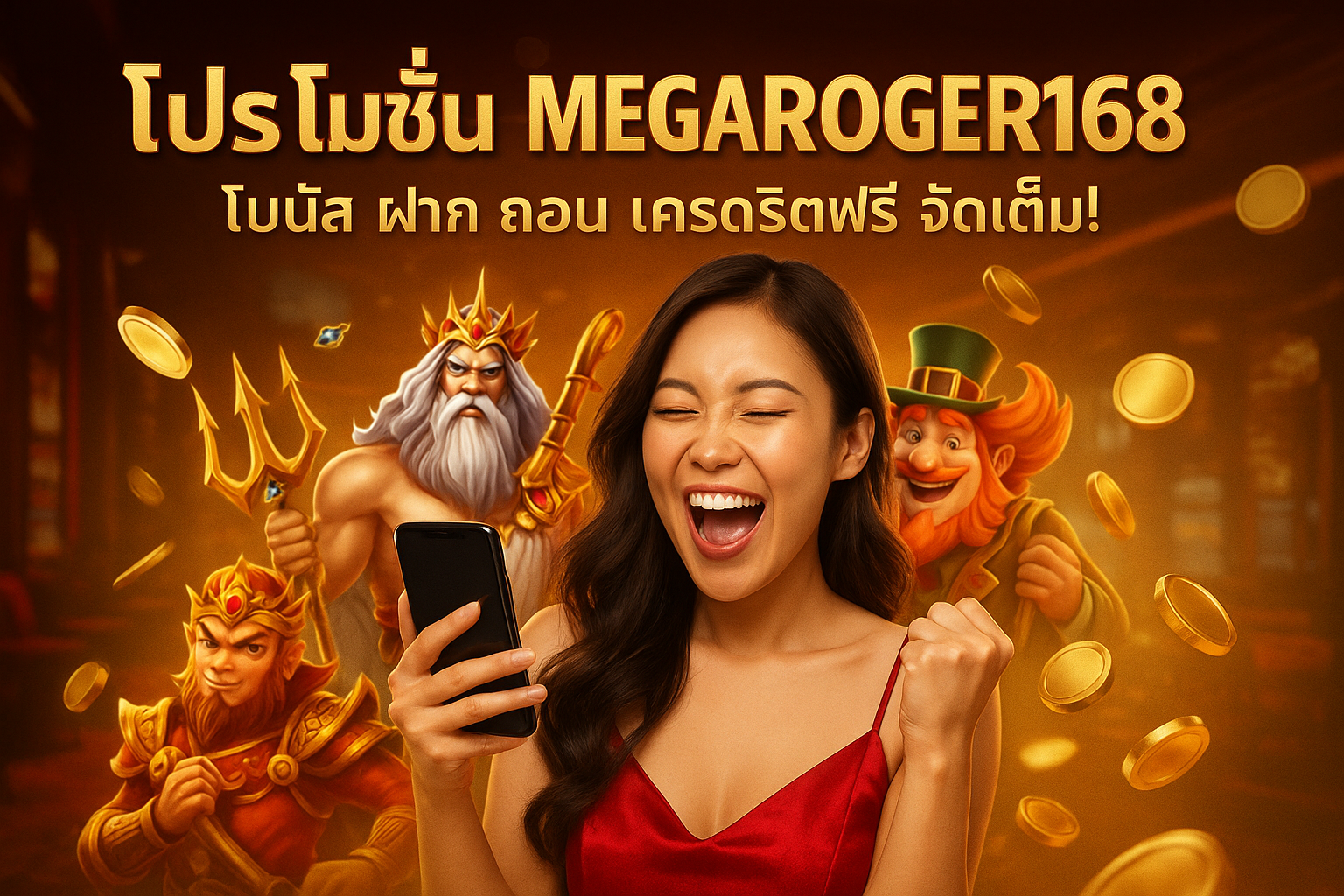 โปรโมชั่น MEGAROGER168 โบนัส ฝาก ถอน เครดิตฟรี จัดเต็ม!